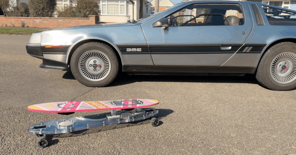 Inventor’s magnetic levitation skateboard steers and rides