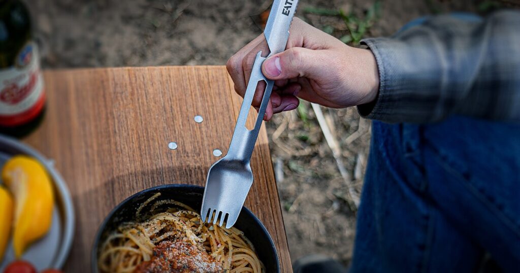 Titanium spork combines 10 functions for outdoor adventures