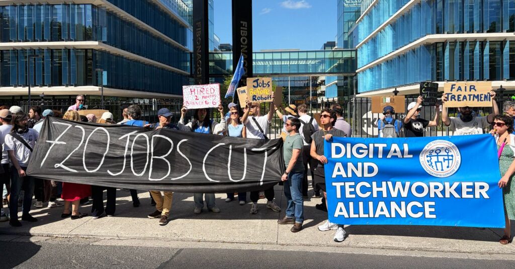 ‘We’re Just Getting the Crumbs Here’: Striking Contractors Protest Layoffs at Meta’s European Headquarters